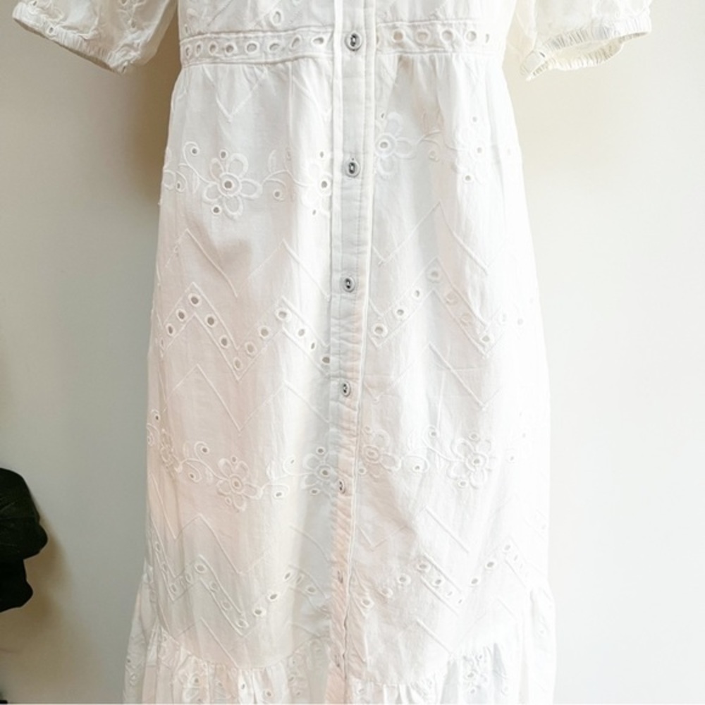 💋Anthropologie white eyelet midi dress. Size S petite - Picture 6 of 12